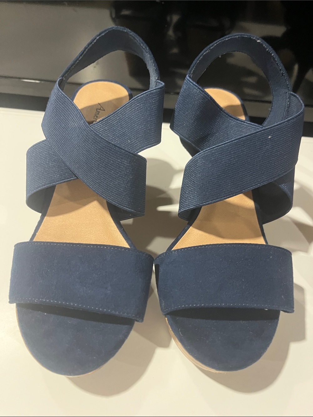American Eagle Outfitters Navy Crisscross Elastic Sandals